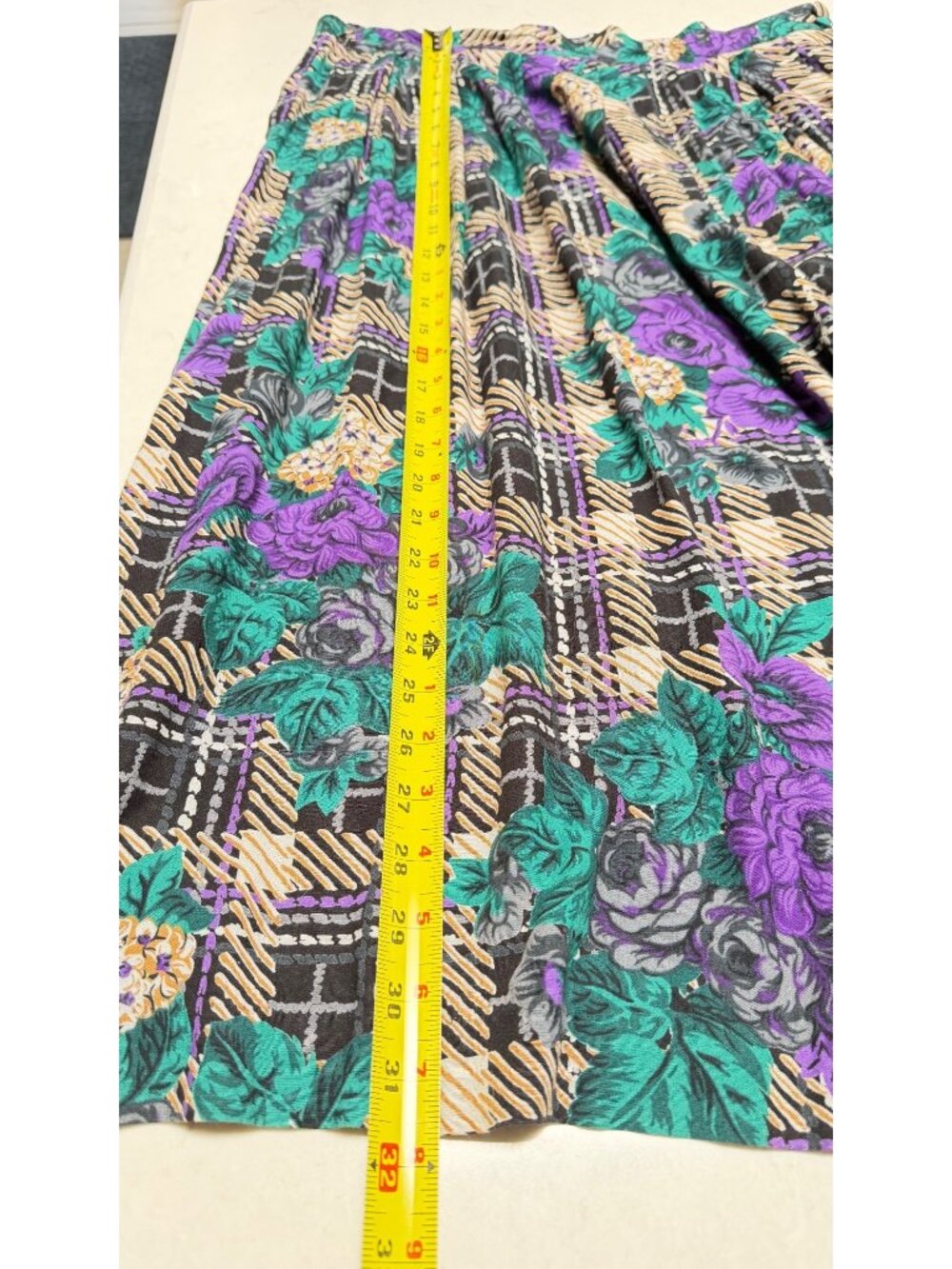 Worthington Rayon Pleated Skirt – Plaid & Floral Print Midi Size 14 - Picture 3 of 6